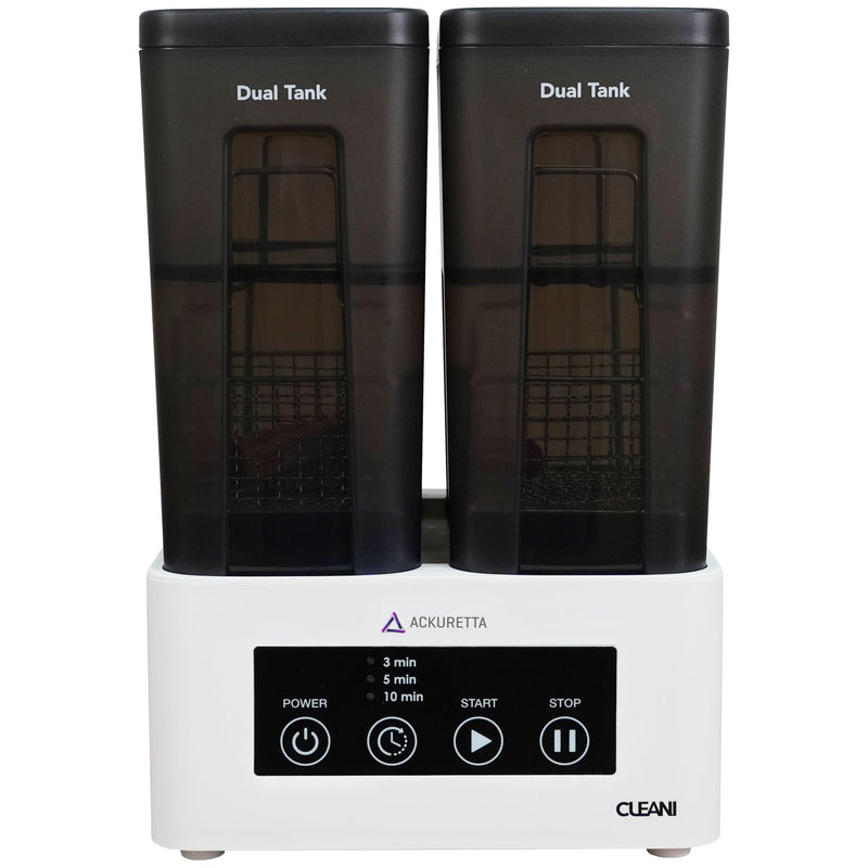 Ackuretta CLEANI Dual Tank Kit, Includes: (1) Base, (2) Tanks, 4.3 x 9.1" x 9.1", 135.26 oz Tank, (2) Lids, (2) Mesh Baskets, (2) Jigs, (2) Bars, (2) Hydrometers, (1) Power Cable, (1) AC Adapter (DROP SHIP ONLY)