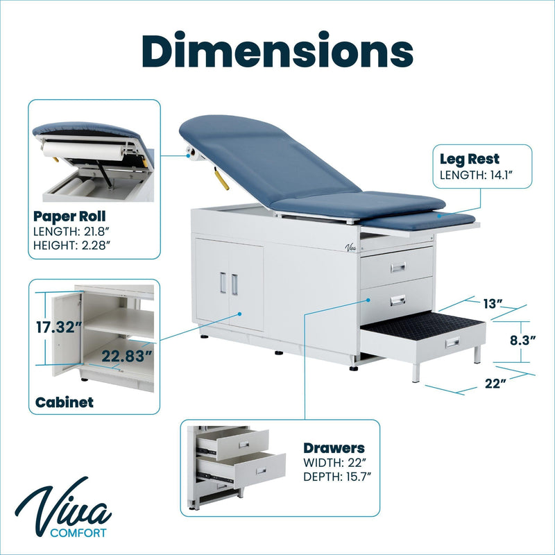 Viva Comfort Premium Comfort Grande Steel Exam Table ADI996-09-S2-BLK - DENTAMED USA