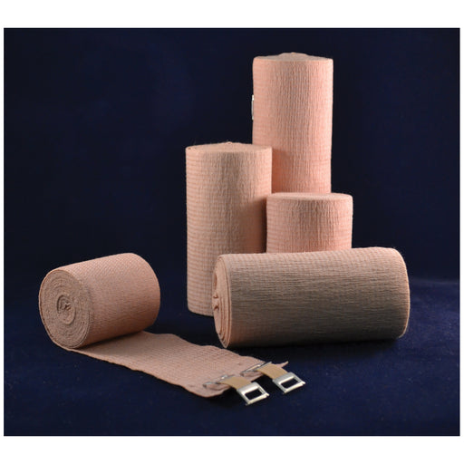 AMBRA LE ROY MIDLASTIC ELASTIC BANDAGE - Premium Elastic Bandage, 3 x 5 yds (Stretched) with Double Clip Closure, Tan, Latex Free (LF), 10/bx, 5 bx/cs