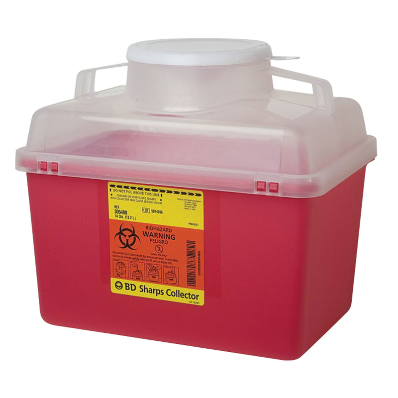 BD Sharps Collector, 14 Qt, Large Funnel Cap, Clear Top, 20/cs (Continental US Only) (Drop Ship Requires Pre-Approval)