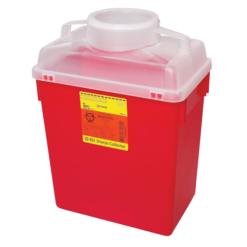 BD Sharps Collector, 6 Gal, Clear Top, Large Funnel Cap, 12/cs (12 cs/plt) (Continental US Only) (Drop Ship Requires Pre-Approval)
