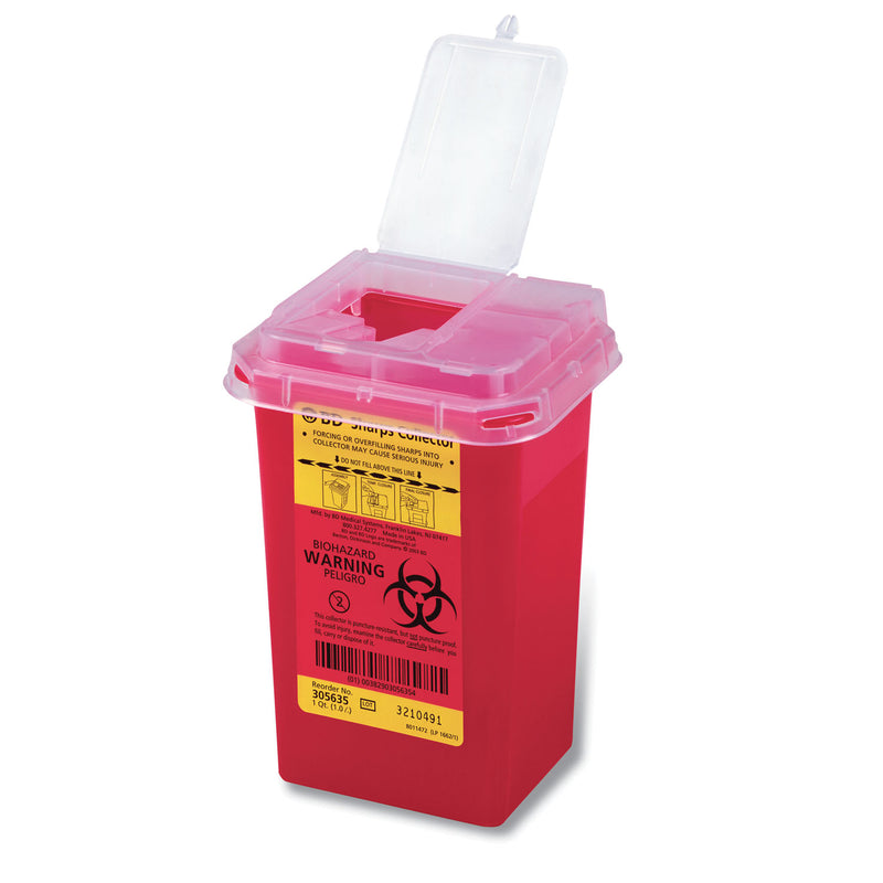 BD Sharps Collector, 1.0 Qt, Phlebotomy, Red, 60/cs (Continental US Only) (Drop Ship Requires Pre-Approval)
