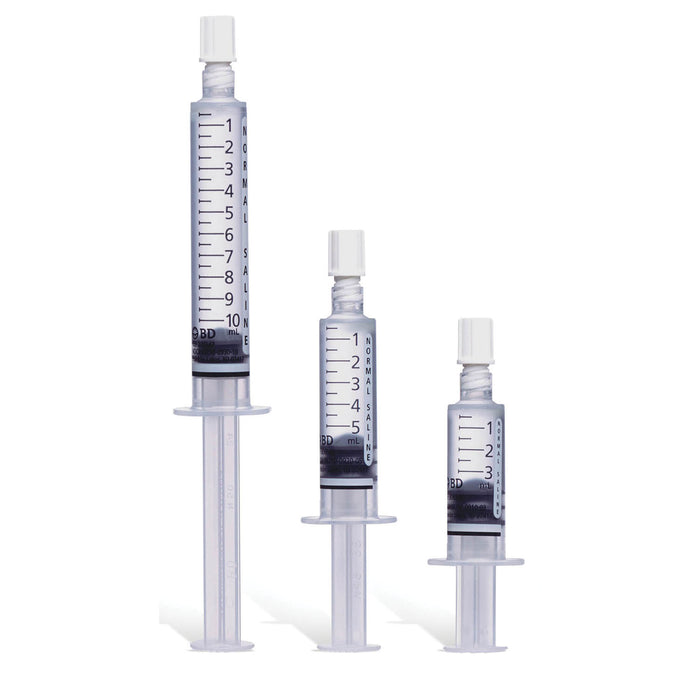 BD Normal Saline Syringe, 5mL, 30/bx, 16 bx/cs (Rx) (NDC# 08290-0920-05) (Temp Sensitive; Non-Returnable) (Continental US Only, Excluding IN & ND) (Drop Ship Requires Pre-Approval)