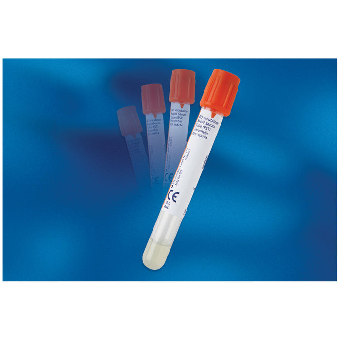 BD Plastic RST Tube, Orange Hemogard Closure, 13 x 75, 5.0mL, Paper Label, 100/pk, 10 pk/cs (Minimum Expiry Lead is 90 days) (Temp Sensitive; Non-Returnable) (Drop Ship Requires Pre-Approval)