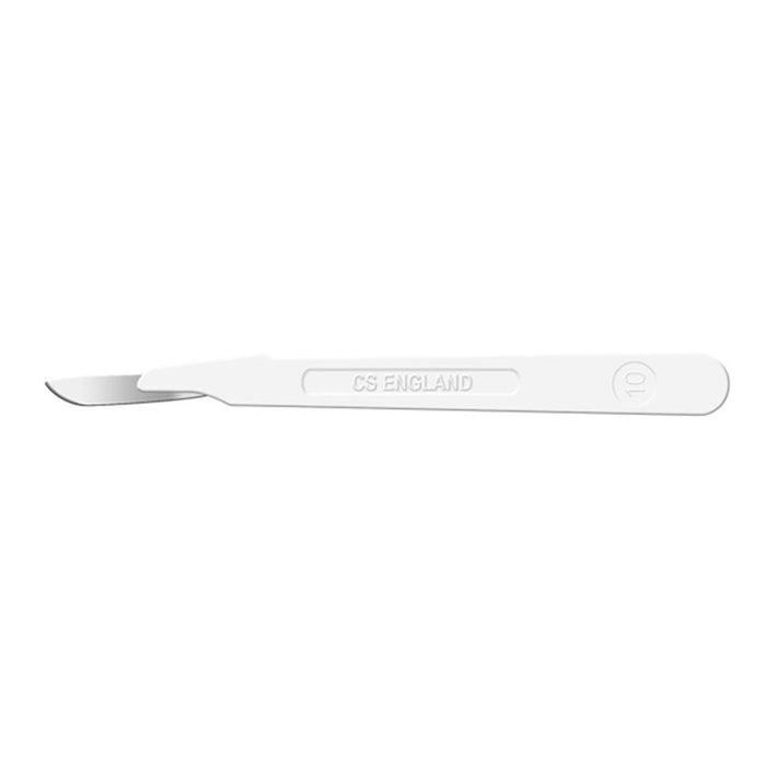 Cincinnati Surgical Company Scalpel, Stainless Steel, Size 10, White Handle, Disposable, Sterile, 10/bx (Drop Ship Only)