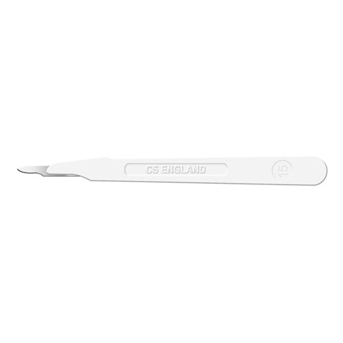 Cincinnati Surgical Company Scalpel, Stainless Steel, Size 15, White Handle, Disposable, Sterile, 10/bx (Drop Ship Only)