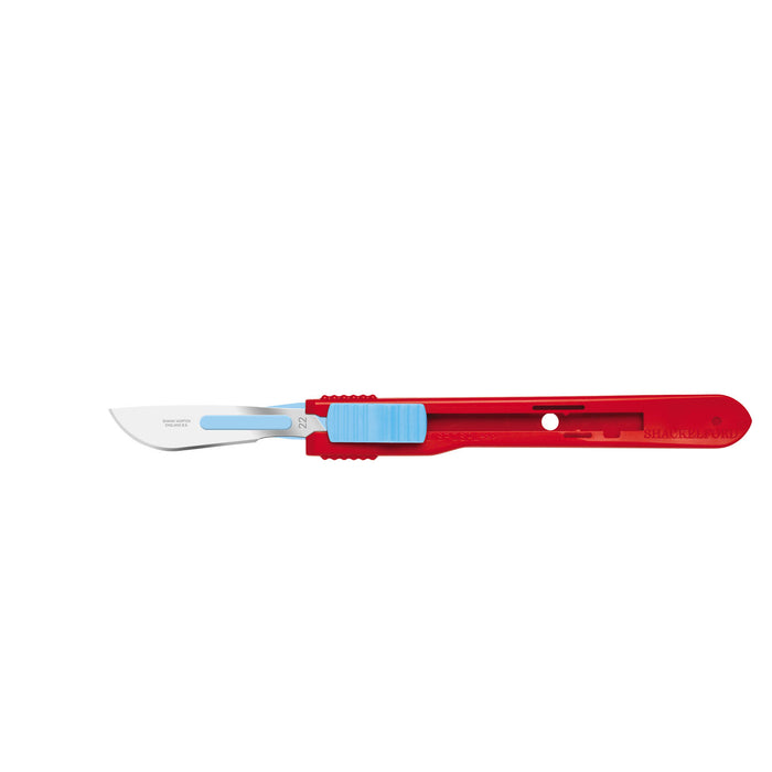 Cincinnati Surgical Company Safety Scalpels, Swann Morton, Stainless Steel, Red Handle, Size 22, Disposable, Sterile, 25/bx (Drop Ship Only)