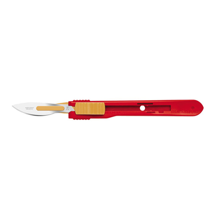 Cincinnati Surgical Company Safety Scalpels, Swann Morton, Stainless Steel, Red Handle, Size 24, Disposable, Sterile, 25/bx (Drop Ship Only)