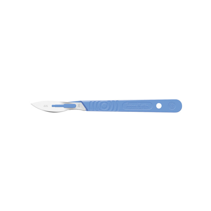 Cincinnati Surgical Company Scalpel, Swann Morton, Size 24, Blue Handle, Disposable, Sterile, 10/bx (Drop Ship Only)
