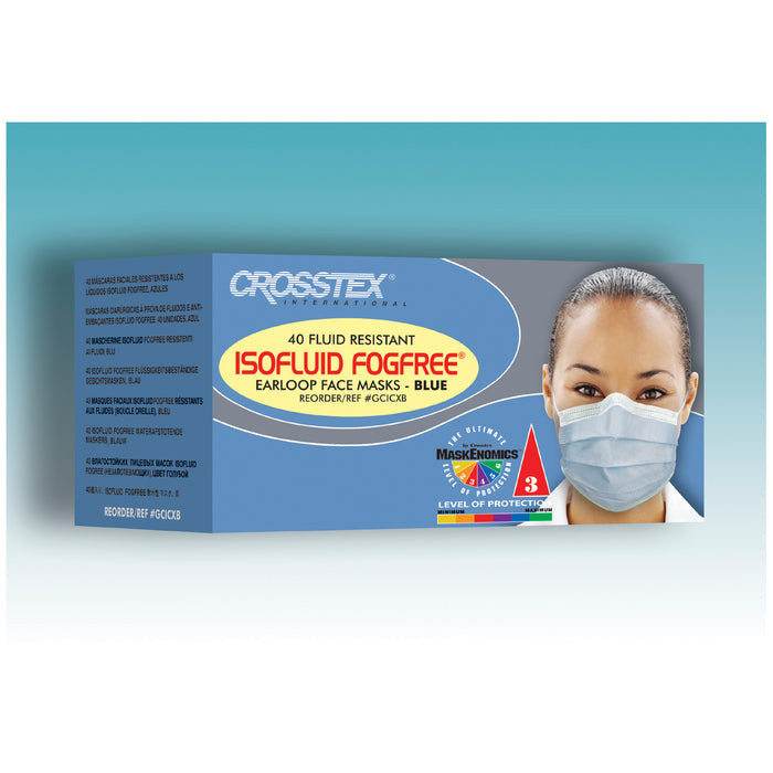 Crosstex International ASTM Level 1 Mask, Latex Free (LF), Sapphire, 40/bx, 10 bx/ctn
