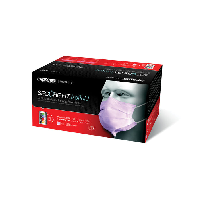 Crosstex International ASTM Level 1 Earloop Mask, Pink, 50/bx, 10 bx/ctn