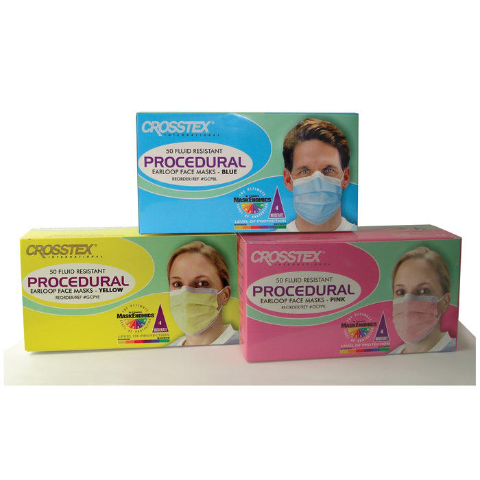 Crosstex International ASTM Level 2 Mask, Pink, Latex Free (LF), 50/bx, 10 bx/ctn