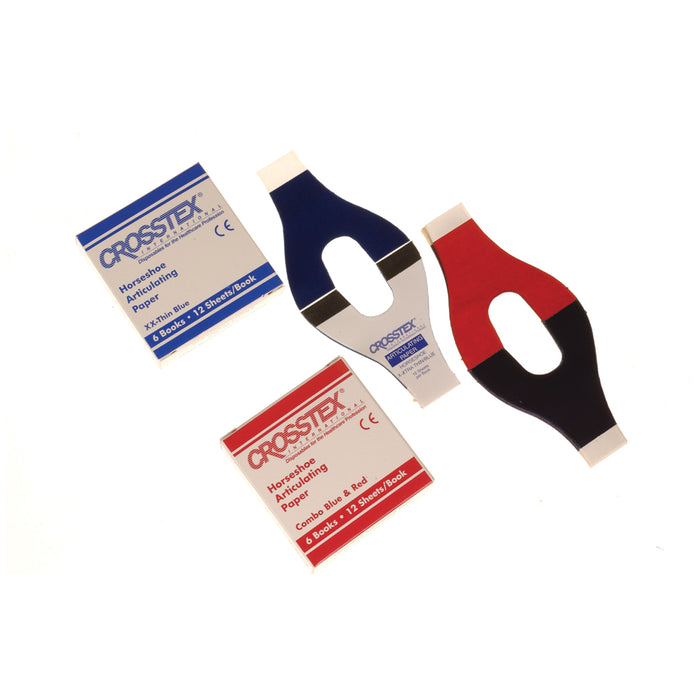 Crosstex International Articulating Paper, Horseshoe, Red/ Blue, 12 sheets/bk, 6 bk/bx