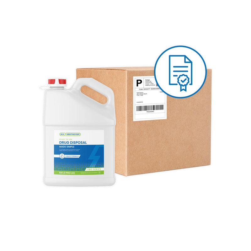 C2R GLOBAL RX DESTROYER - Rx Destroyer™ Pro Series Liquid Meds Only Formula with Hardener Packets, 1 Gallon Bottle, Tethered Cap & View Guage, 4 btl/cs (Must Provide End User Contact Name, Email Address, and Phone # When Ordering)