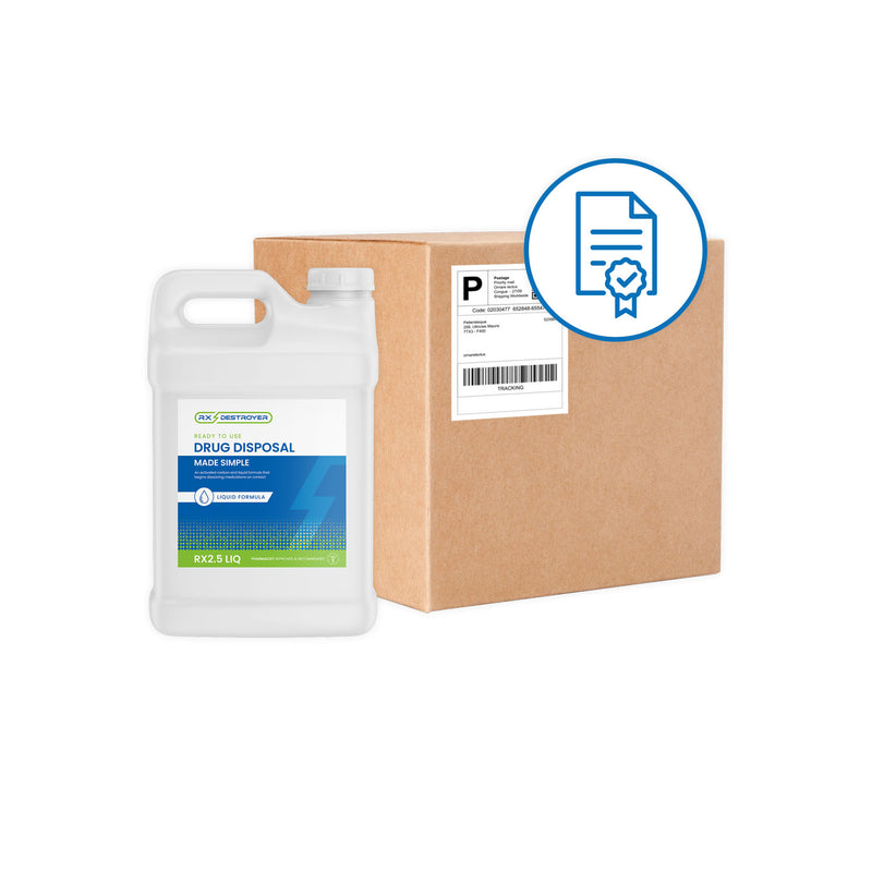 C2R GLOBAL RX DESTROYER - Rx Destroyer™ Liquid Meds Only Formula with Hardener Packets, 2.5 Gallon Bottle, 2 btl/cs