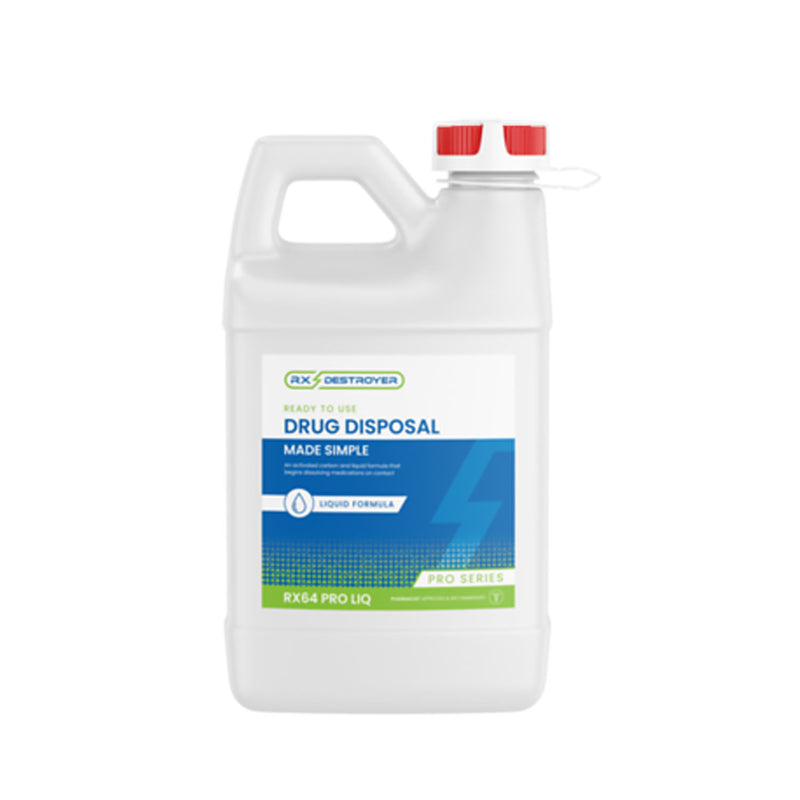C2R GLOBAL RX DESTROYER - Rx Destroyer™ Pro Series Liquid Meds Only Formula with Hardener Packets, 64oz Bottle, Tethered Cap & View Guage, 4 btl/cs