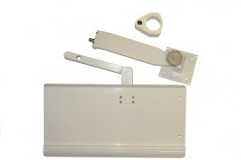 DCI Monitor Support & Full Size Keyboard Tray, w/Dual 8" Pivot Arm, Vertical Post Mounted, White