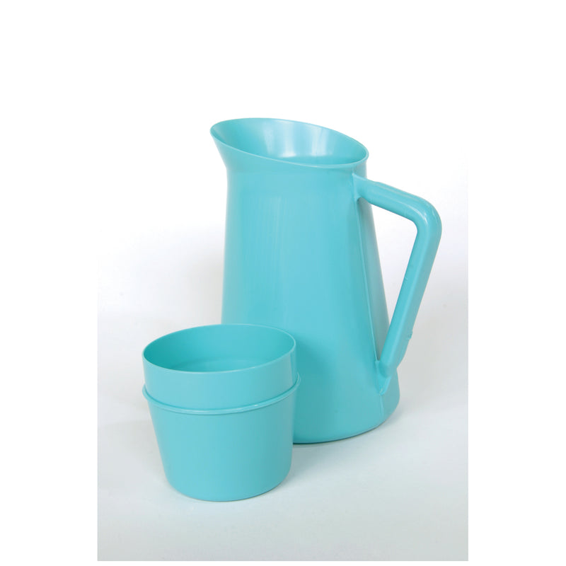 Medegen Medical Products, LLC Pitcher, 1 Qt, 9 oz Cup-Cover, Blue, 12/cs