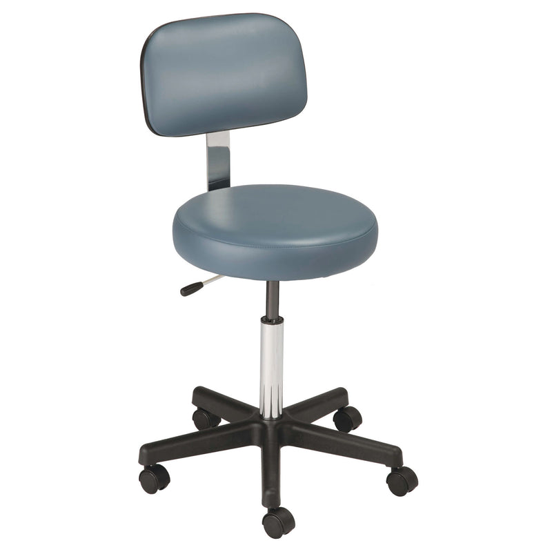 MTI Stool, Pneumatic Hand Operated, Black Base with Ergo Backrest, Premium-Black (Drop Ship Only) (Continetal US & Canada)