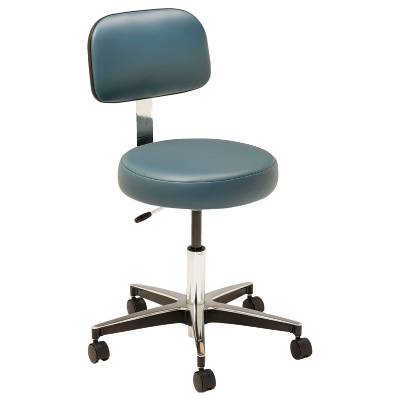 MTI Stool, Pneumatic Hand Operated, Chrome Base with Ergo Backrest, Premium-Gunmetal (Drop Ship Only) (Continetal US & Canada)