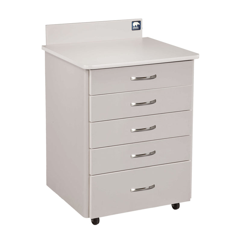 MTI MTC-1S Mobile Cabinet, 5-Drawer, Laminate-Crystal, Trim-White (Drop Ship Only) (Continetal US & Canada)