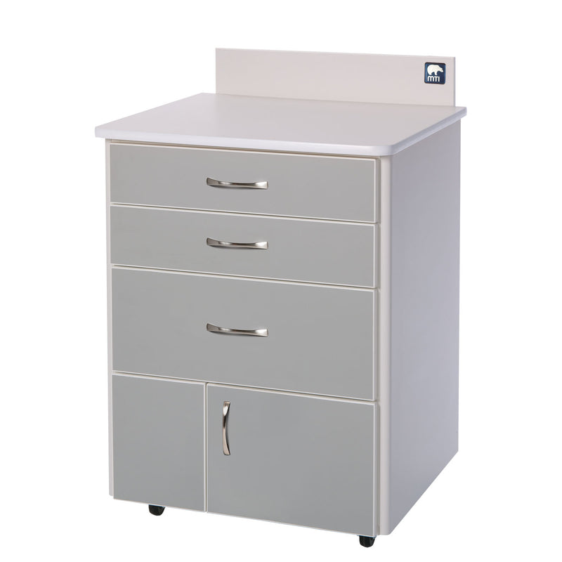 MTI MTC-ASG Mobile Cabinet, 3-Drawer, 2-Door, with Locks, RH Laminate-Dove Grey, Trim-White (Drop Ship Only) (Continetal US & Canada)