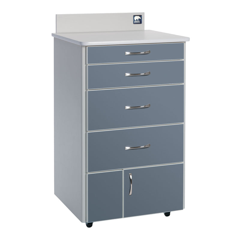 MTI MTC-BS Mobile Cabinet, 4-Drawer, 2-Door, Laminate-Dove Grey, Trim-White (Drop Ship Only) (Continetal US & Canada)