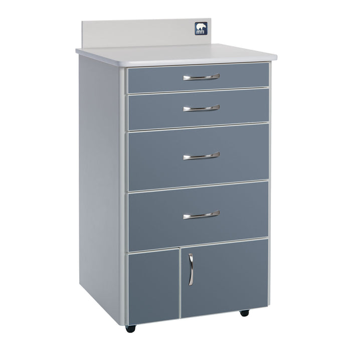 MTI MTC-BS Mobile Cabinet, 4-Drawer, 2-Door, Laminate-Shadow, Trim-White (Drop Ship Only) (Continetal US & Canada)