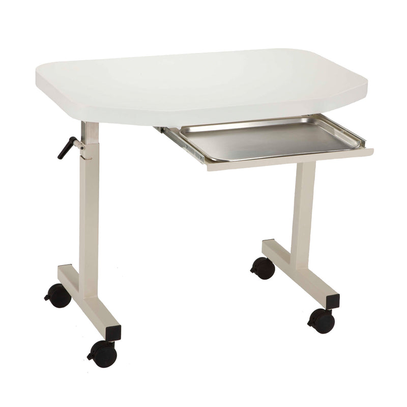 MTI OSIT-2001 Instrument Table, with Edge Guard, Pull Out Tray, Solid Surf-Frosty White (Drop Ship Only) (Continetal US & Canada)