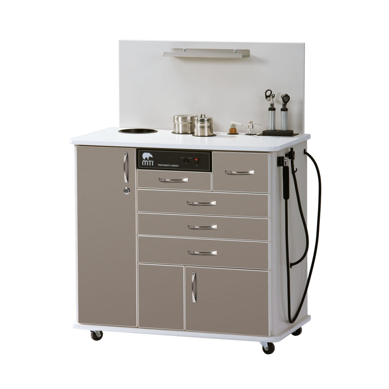 MTI TC100CS ENT Cabinet, Sit-down with Side Storage, Standard Configuration 1, Laminate-Shadow, Trim-White (Drop Ship Only) (Continetal US & Canada)