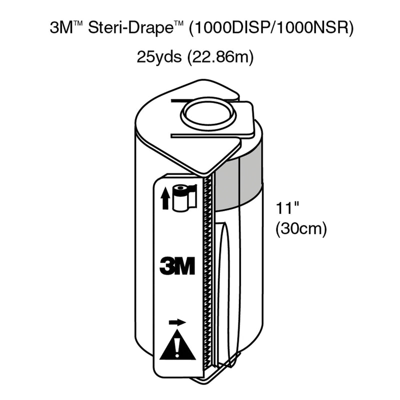 Solventum Corporation Roll Prep Drape & Dispenser, (8) 25 yds & 1 Dispenser, 8/cs (Continental US+HI Only)