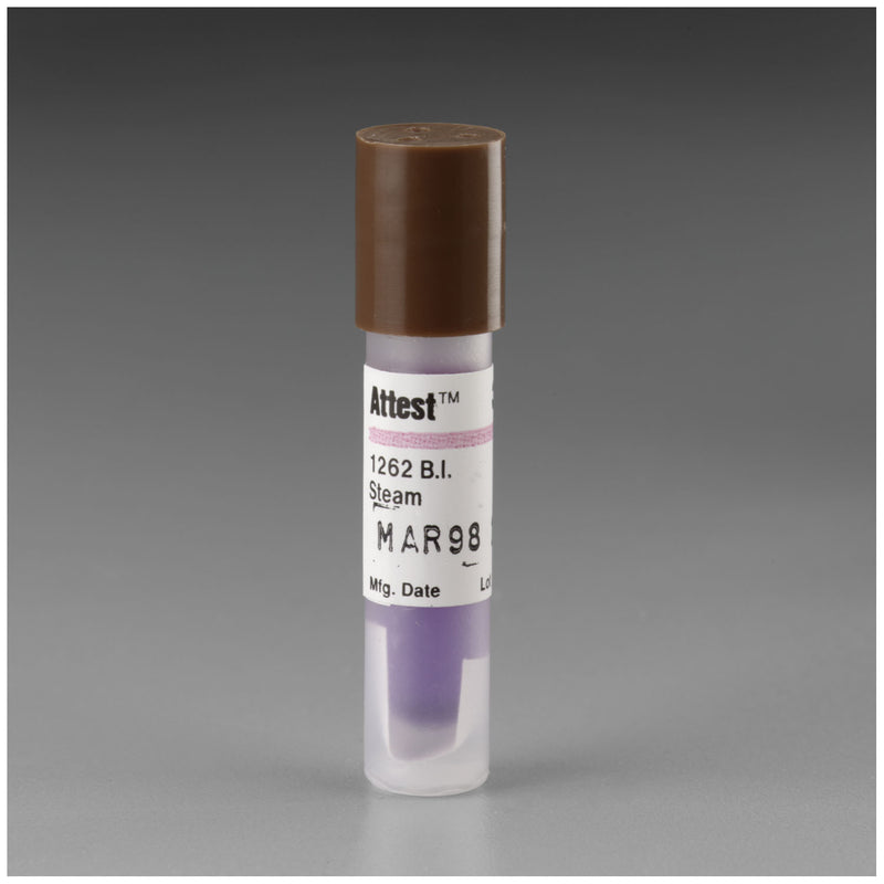 Solventum Corporation Indicator For Steam 270F/ 132C Vacuum Assisted or 250F/ 121C Gravity Sterilizers, 48 Hour Readout, Brown Cap, 25/bx, 4 bx/cs (Continental US+HI Only)