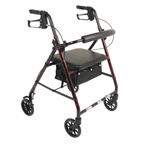 Drive Medical Pro Basics Aluminum Rollator with 6-inch Wheels, Burgundy — RLA6BG