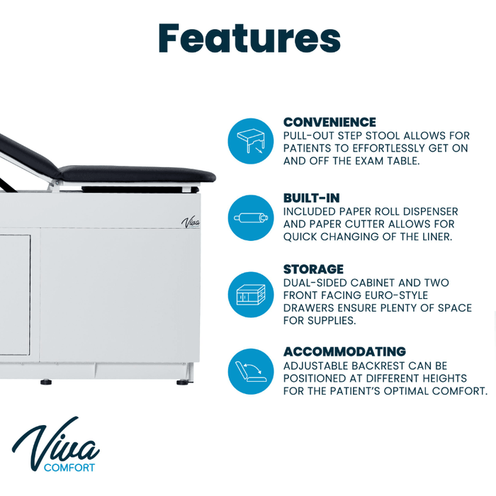 Viva Comfort 996-09-S-BLK Grande Steel Exam Table - DENTAMED USA