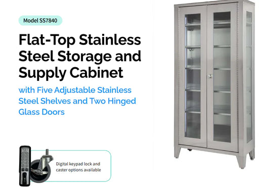 UMF Stainless Steel Display Cabinet Large Flat-Top Storage Cabinet SS7840 - Dentamed USA