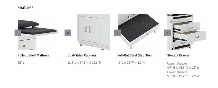 Viva Comfort Pediatric Grande Steel Manual Exam Table (Model 996-09-PMB-BLK)