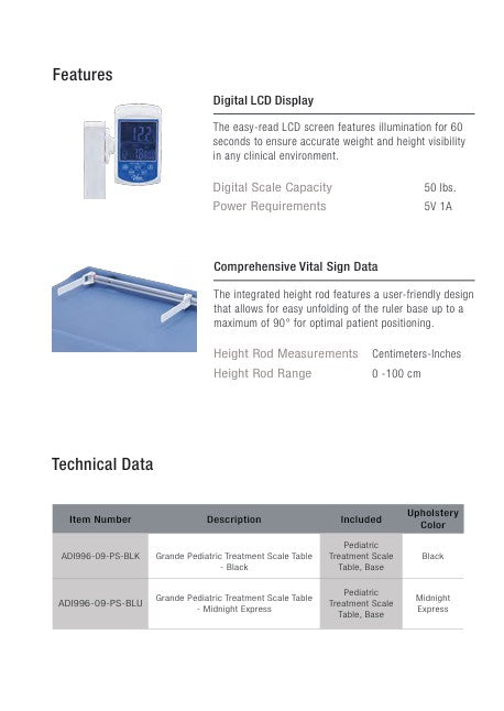 ADI996-09-PS-SERIES GRANDE PEDIATRIC  TREATMENT SCALE TABLE