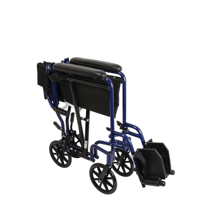 Drive Medical Pro Basics Aluminum Transport Wheelchair, 19-inch, Blue — TCA1916BL
