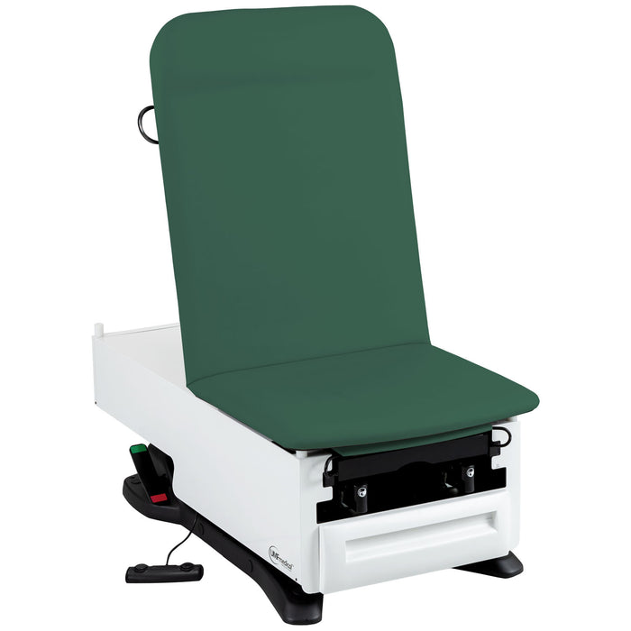 UMF Medical Exam Table, ProGlide, 3003-500-300 with OneTouch WheelBase System, Classic Upholstery, Pneumatic Backrest, Stirrups, Drain Pan, Electrical Receptacle, Drawer Warmer, Foot Control, Front Storage Drawer, Available in 16 Colors (Drop Ship Only)