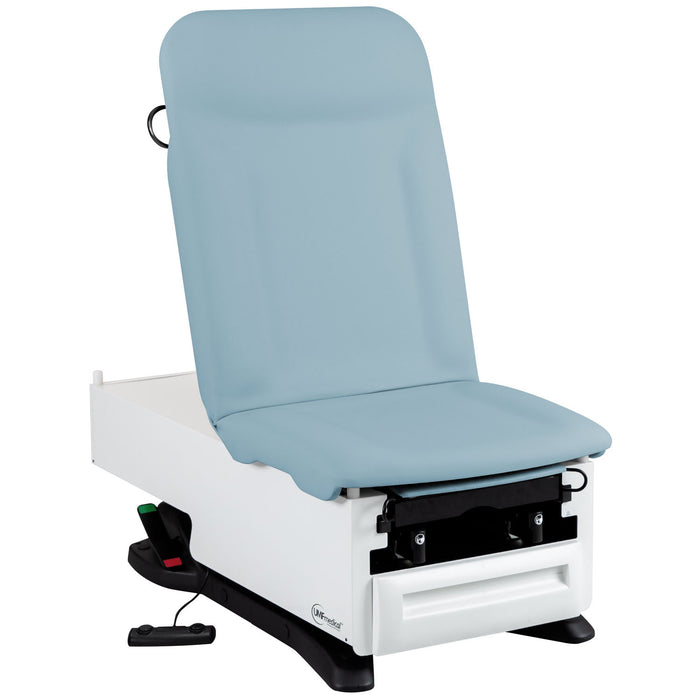 UMF Medical Exam Table, ProGlide, 3003-500-305 with OneTouch WheelBase System, Premium Upholstery, Pneumatic Backrest, Stirrups, Drain Pan, Electrical Receptacle, Drawer Warmer, Foot Control, Front Storage Drawer, Available in 16 Colors (Drop Ship Only)