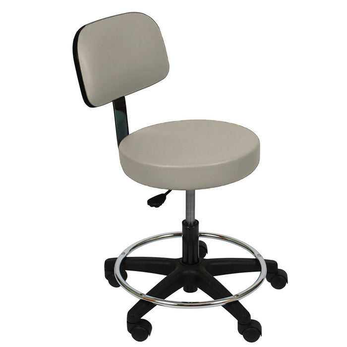 UMF Medical Ultra Comfort Stool with Foot Ring & Cushioned Backrest, Air Spring Height Adjustment with Soft Rubber Casters, Seamless Upholstery with PreFixx Protective Finish for Infection Prevention, Available in 16 Colors (Drop Ship Only)