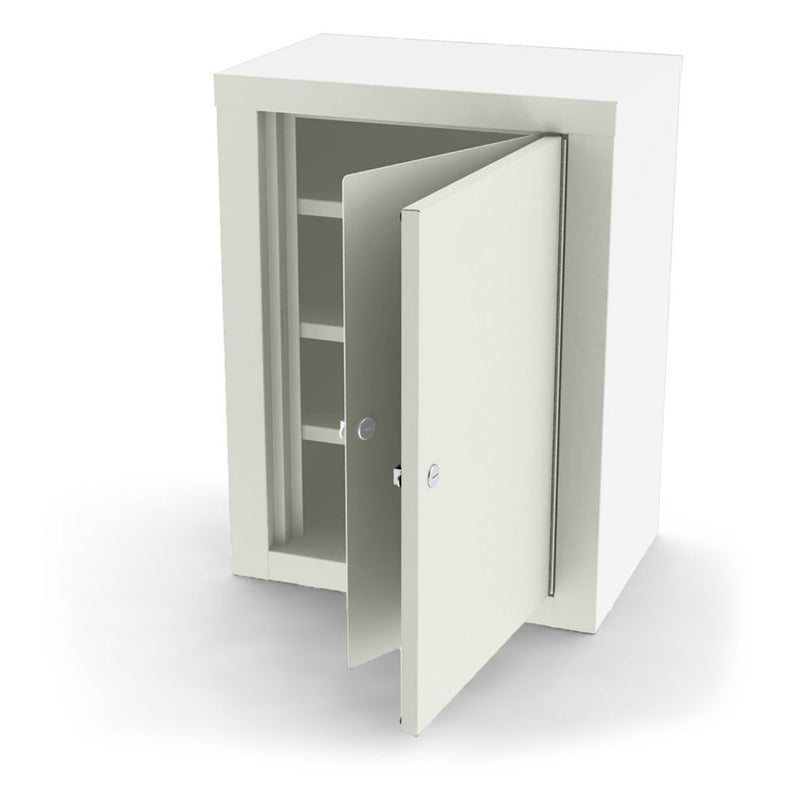 UMF Medical Narcotic Locker, 7780, Steel, Double Door with Separate Locks (keyed differently), Three (3) Adjustable Shelves, 18.125 W (46.0cm) x 24 H (61.0cm) x 12.125 D (30.8cm), Wall Mountable or Inside Cabinet Mountable, Quiet White (Drop Ship Only)
