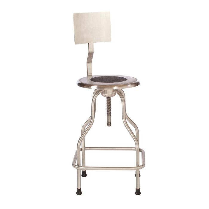 UMF Medical Revolving Stool, Stainless Steel with Back & Ring Foot Rest, Seat Height 25 - 31" (Drop Ship Only)"