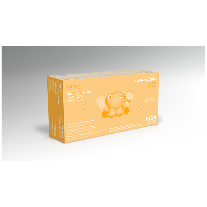 VENTYV PLUS 2.5 NITRILE POWDER-FREE EXAM GLOVES (ELEPHANT JUNIOR)