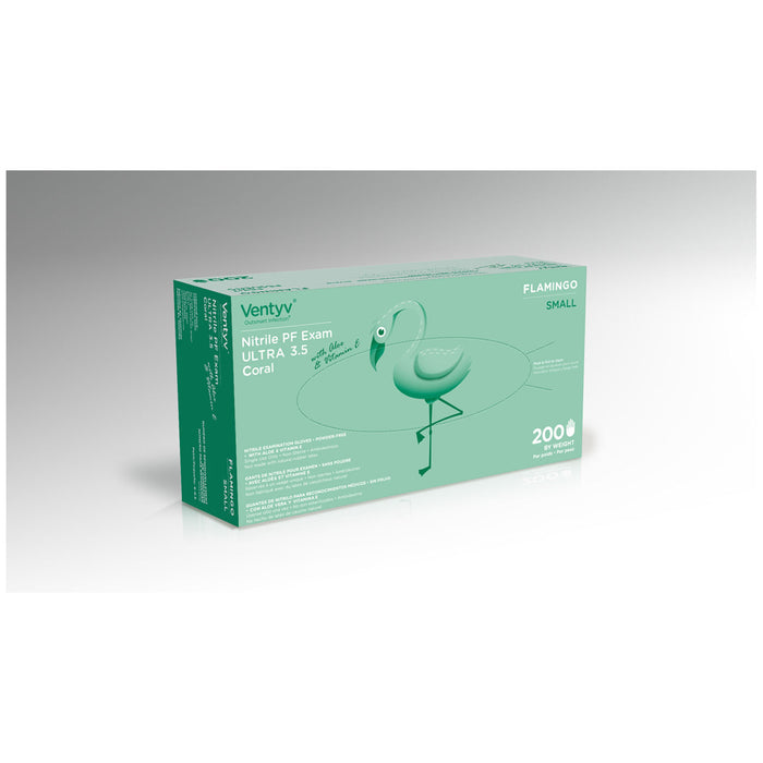 VENTYV NITRILE POWDER FREE EXAM GLOVE ULTRA 3.5 (FLAMINGO)