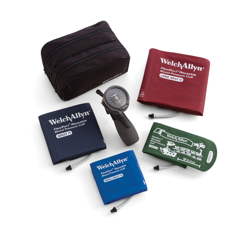 Hillrom Multi-Cuff Kit, Includes Adult, Large Adult & Child-Print Inflation Systems in Zippered Case, Latex Free (LF) Cuff