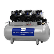 ADS AT1000 Oil-Free Dental Air Compressor used in dentistry, compact and efficient with a sleek design.