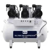 ADS AT1000 oil-free dental air compressor for dentistry, compact and professional with digital controls and air hose attachment.
