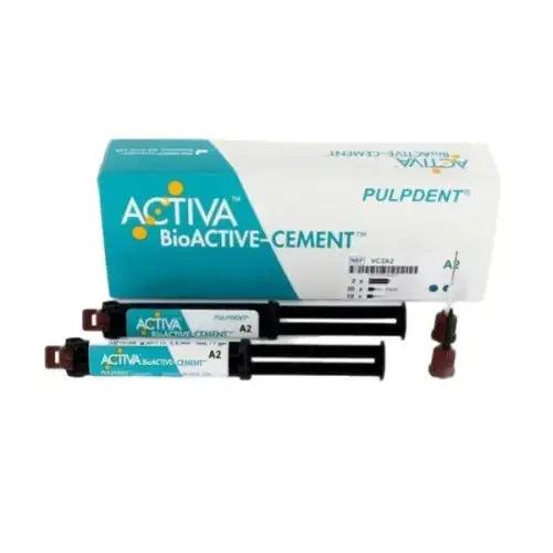 Pulpdent ACTIVA BioACTIVE Cement in a dental setting, showing its smooth, creamy consistency for restorative dental procedures.