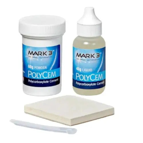100-5350 PolyCem Polycarboxylate Cement 60gm. Powder & 40gm. Liquid - MARK3® Polycarboxylate Cement Powder